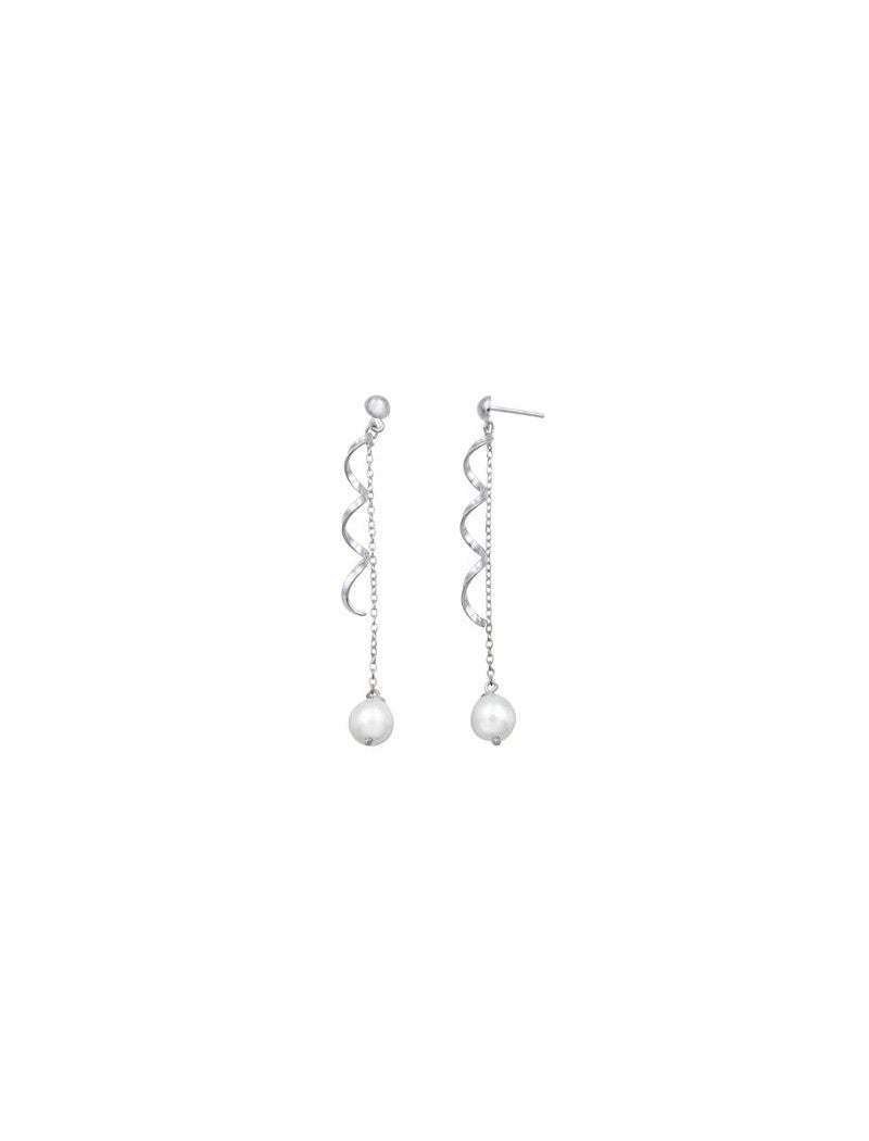 BOUCLES D'OREILLES ARGENT RHODIE - PERLE SYNTHETIQUE