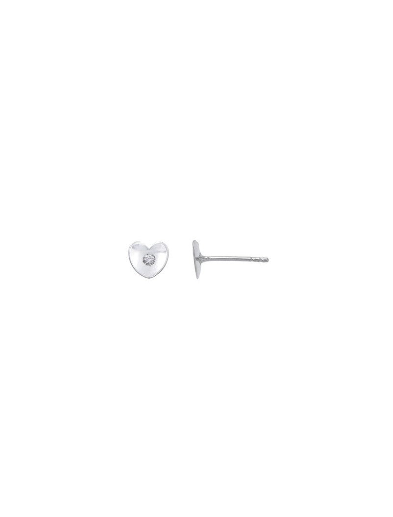 BOUCLES D'OREILLES ARGENT RHODIE - COEUR - ZIRCONIA