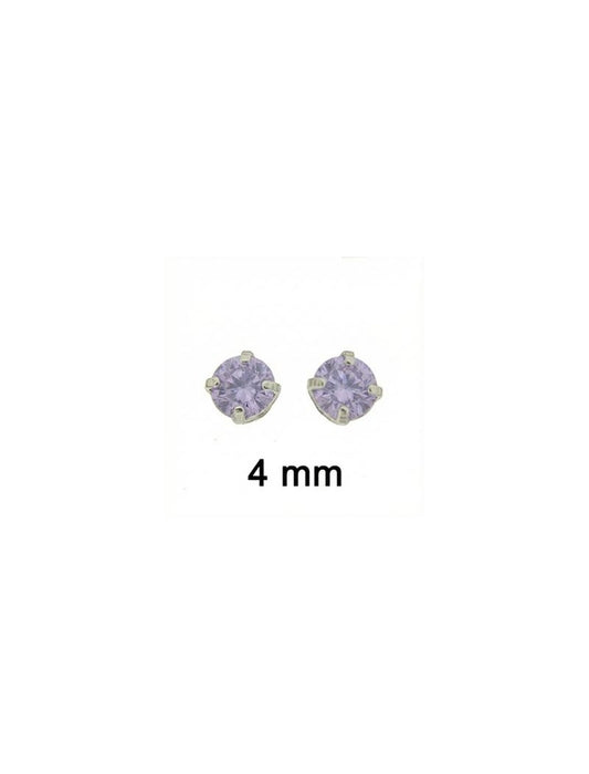 BOUCLES D'ORIELLES ARGENT RHODIE - 4 GRIFFES - ZIRCONIA LAVANDE