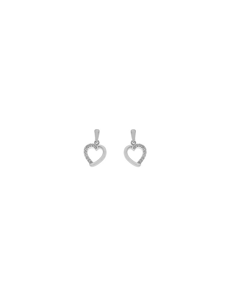 BOUCLES D'OREILLES ARGENT RHODIE - COEUR - ZIRCONIA
