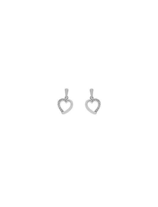 BOUCLES D'OREILLES ARGENT RHODIE - COEUR - ZIRCONIA