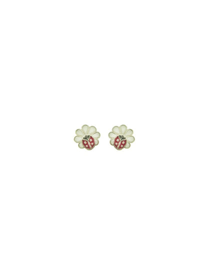 BOUCLES D'OREILLES ARGENT RHODIE - COCCINELLE - EMAIL
