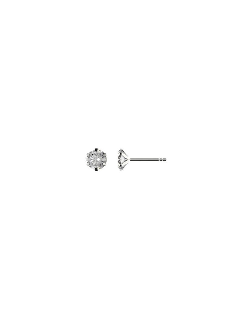 BOUCLES D'OREILLES ARGENT RHODIE - 6 GRIFFES ZIRCONIA
