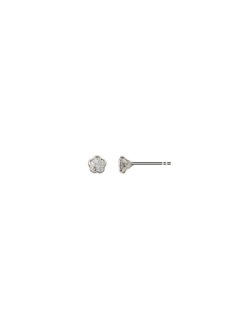 BOUCLES D'OREILLES ARGENT RHODIE - FLEUR - ZIRCONIA