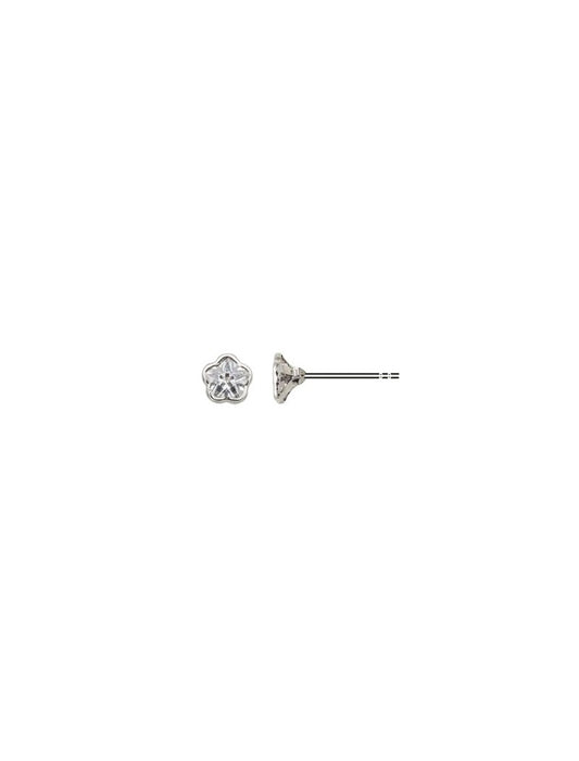 BOUCLES D'OREILLES ARGENT RHODIE - FLEUR - ZIRCONIA