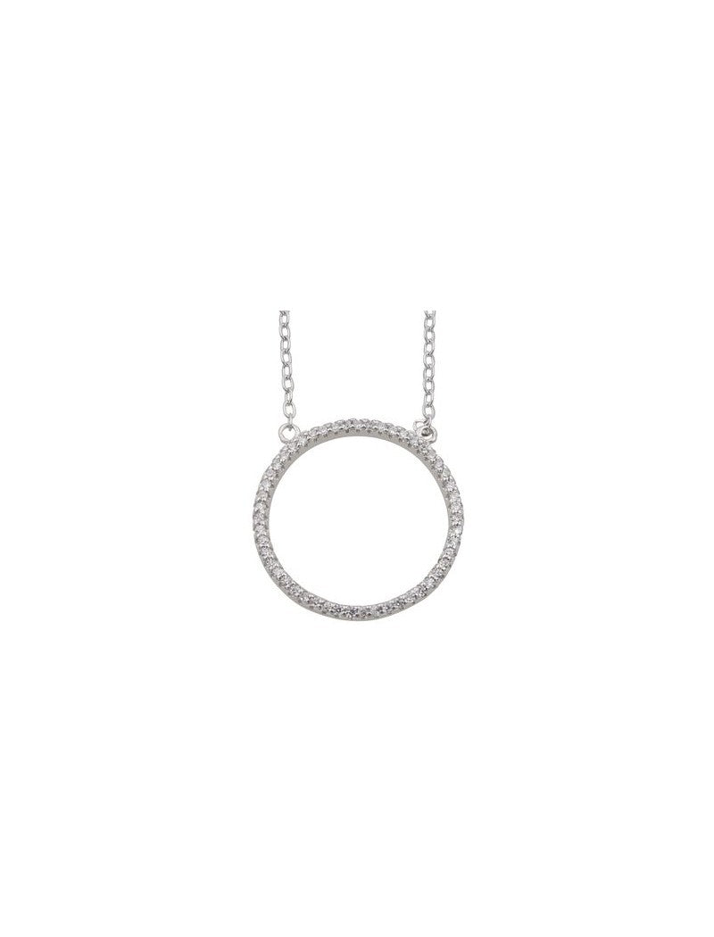COLLIER ARGENT RHODIE - ROND - ZIRCONIA