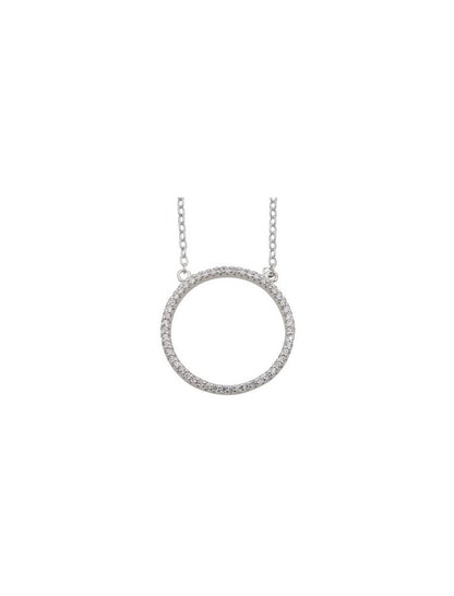 COLLIER ARGENT RHODIE - ROND - ZIRCONIA