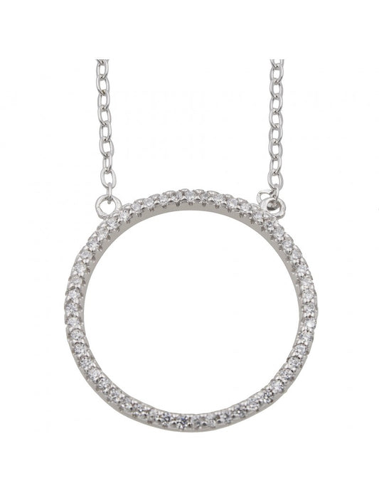 COLLIER ARGENT RHODIE - ROND - ZIRCONIA