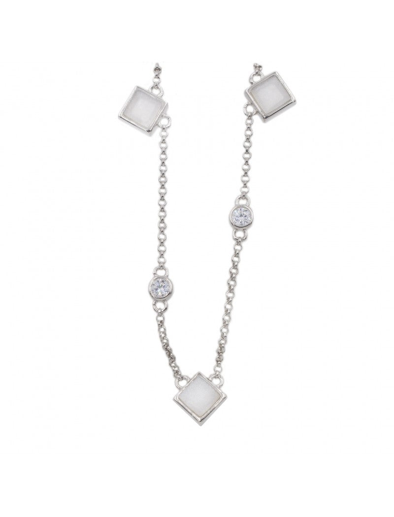 COLLIER ARGENT RHODIE - ZIRCONIA - 42+3 CM