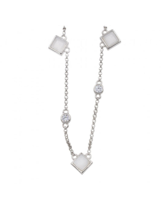 COLLIER ARGENT RHODIE - ZIRCONIA - 42+3 CM