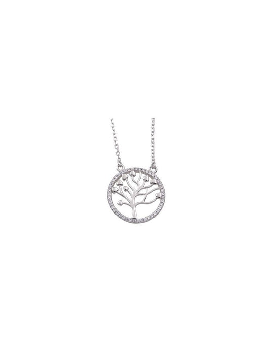 COLLIER ARGENT RHODIE - ZIRCONIA - ARBRE - COEUR