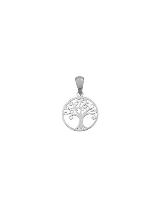 COLLIER ARGENT RHODIE -  ARBRE DE VIE