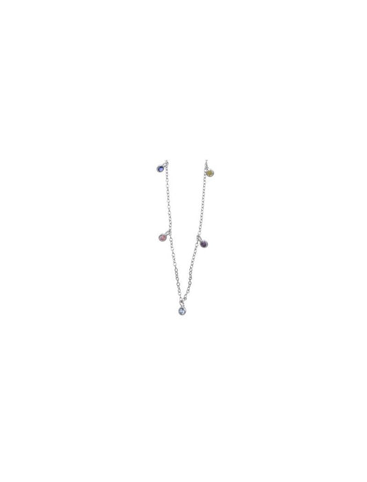 COLLIER ARGENT RHODIE -  ZIRCONIA MULTICOLORE