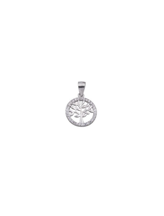 COLLIER ARGENT RHODIE - ARBRE DE VIE - ZIRCONIA