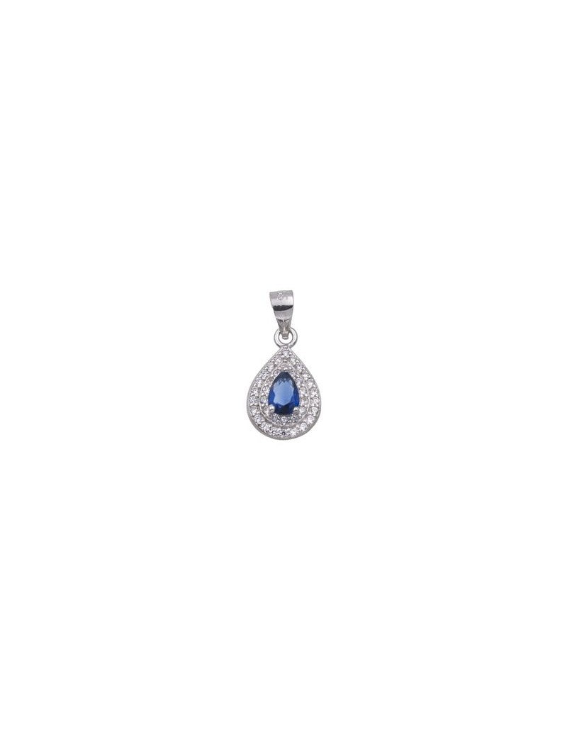 COLLIER ARGENT RHODIE - ZIRCONIA - ZIRCONIA BLEU
