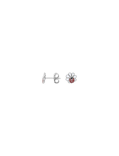 BOUCLES D'OREILLES ARGENT RHODIE - COCCINELLE - EMAIL