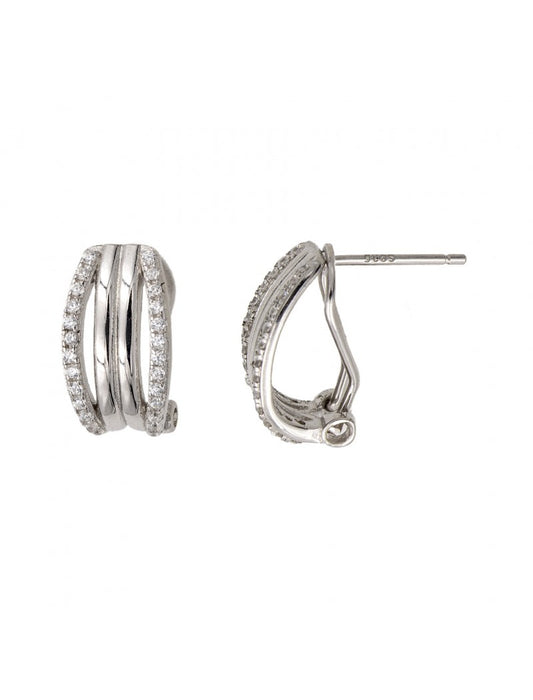 CLIPS ARGENT RHODIE - ZIRCONIA