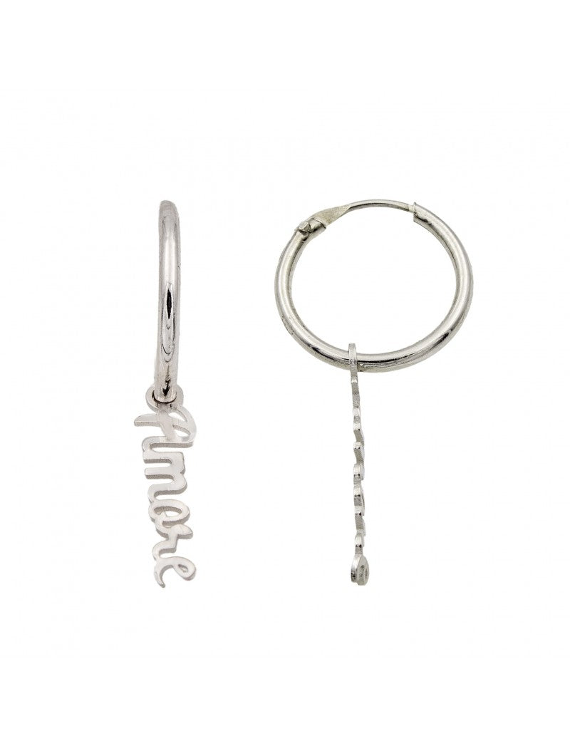 CREOLES ARGENT RHODIE - AMORE - 14 MM