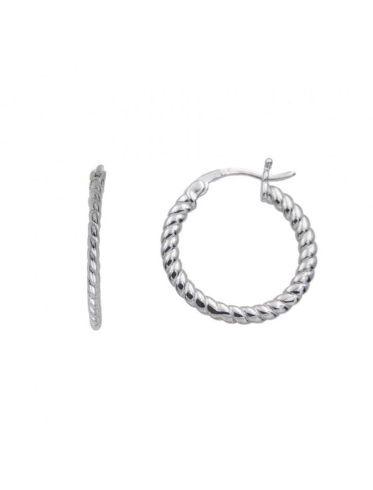 CREOLES ARGENT RHODIE - TORSADE - 18 MM