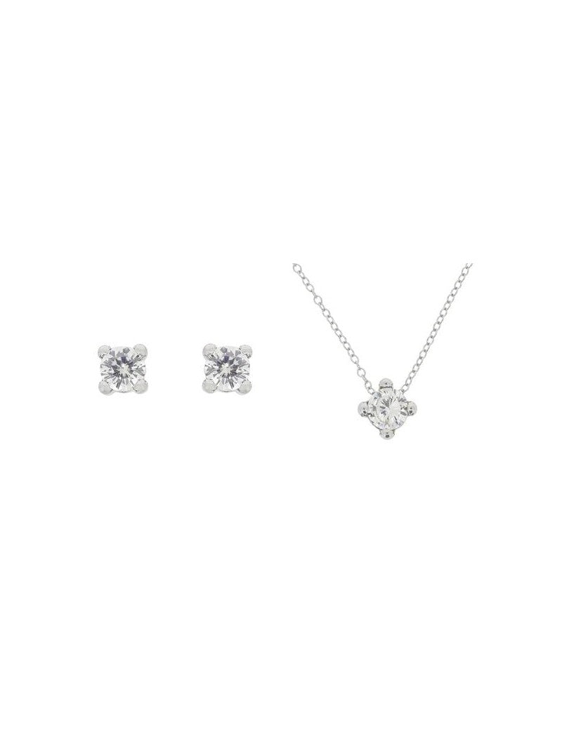 PARURE ARGENT RHODIE - ZIRCONIA