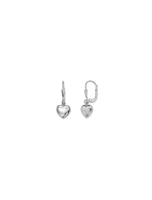 BOUCLES D'OREILLES ARGENT RHODIE - COEUR - PENDENTE
