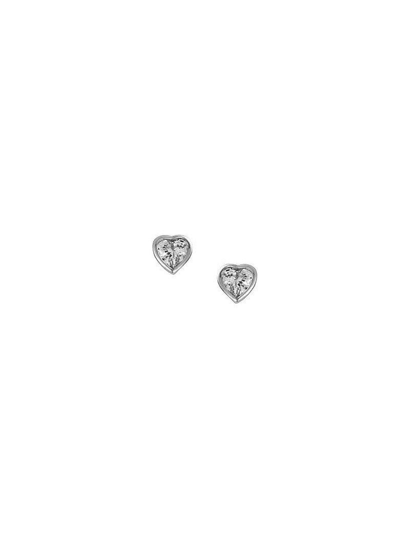 BOUCLES d'OREILLES ARGENT RHODIE - COEUR - ZIRCONIA