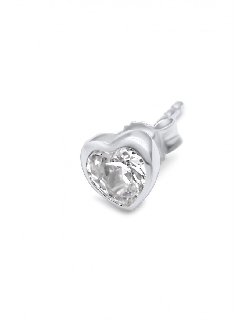BOUCLES d'OREILLES ARGENT RHODIE - COEUR - ZIRCONIA