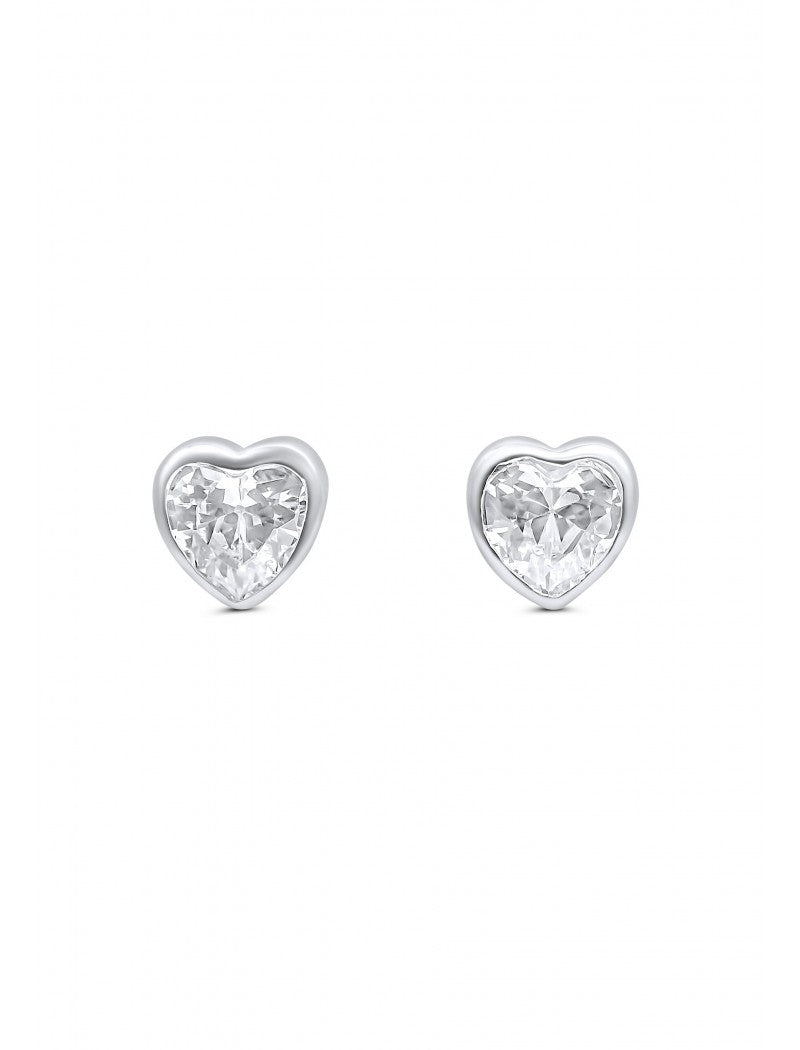 BOUCLES d'OREILLES ARGENT RHODIE - COEUR - ZIRCONIA