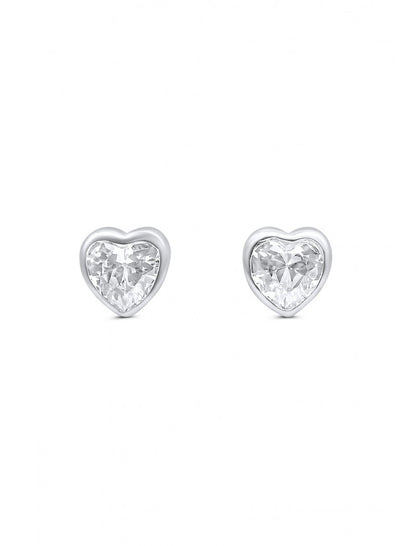 BOUCLES d'OREILLES ARGENT RHODIE - COEUR - ZIRCONIA
