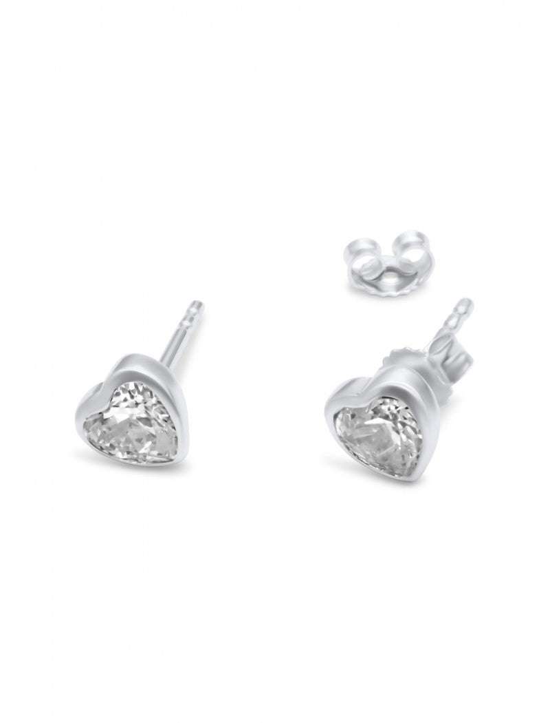 BOUCLES d'OREILLES ARGENT RHODIE - COEUR - ZIRCONIA