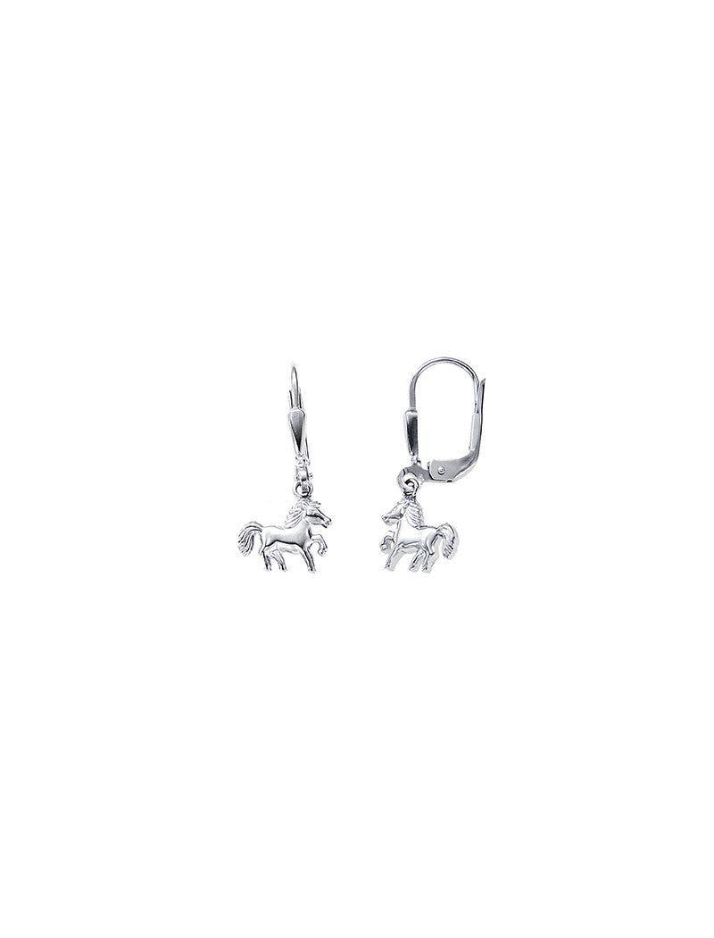 BOUCLES D'OREILLES ARGENT RHODIE - PENDANTE - CHEVAL