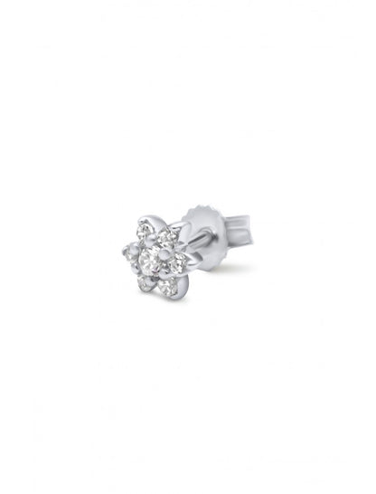 BOUCLES d'OREILLES ARGENT RHODIE  - FLEUR - ZIRCONIA