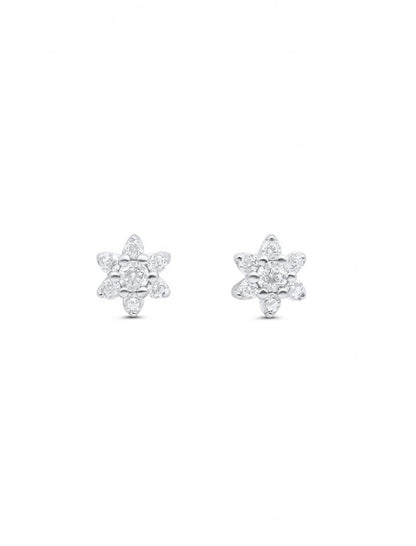 BOUCLES d'OREILLES ARGENT RHODIE  - FLEUR - ZIRCONIA
