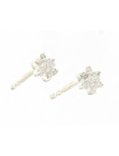 BOUCLES d'OREILLES ARGENT RHODIE  - FLEUR - ZIRCONIA