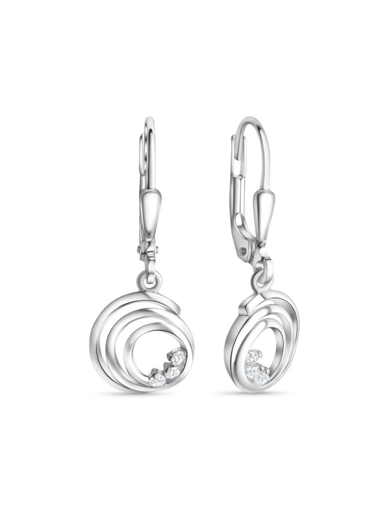 BOUCLES D'OREILLES ARGENT RHODIE - PENDANTE - ZIRCONIA