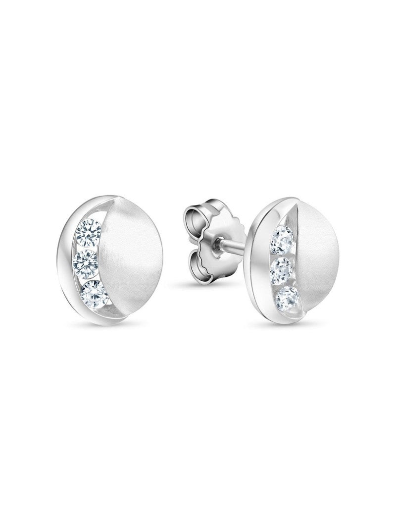 BOUCLES d'OREILLES ARGENT RHODIE - ZIRCONIA