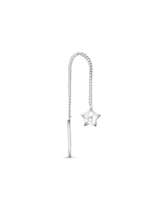 BOUCLES D'OREILLES ARGENT RHODIE - PENDANTE - ETOILE