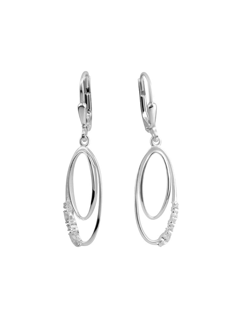 BOUCLES D'OREILLES ARGENT RHODIE - PENDANTE - ZIRCONIA
