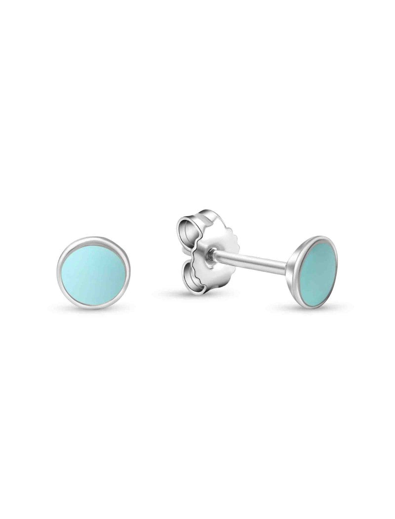 BOUCLES D'OREILLES ARGENT RHODIE - LAQUE BLEU