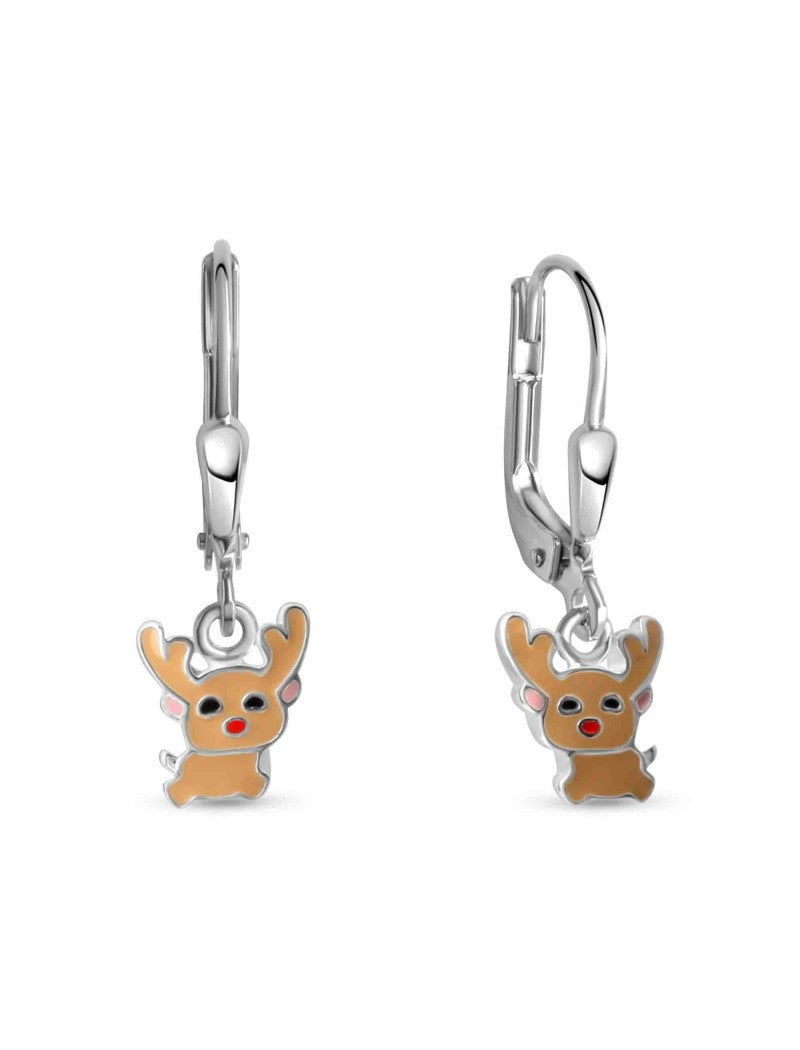 BOUCLES D'OREILLES ARGENT RHODIE - PENDANTE - RENNES - LAQUE BEIGE