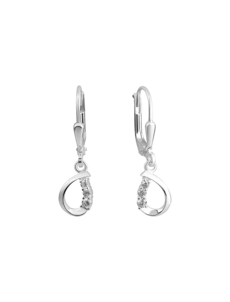 BOUCLES D'OREILLES ARGENT RHODIE - PENDANTE - ZIRCONIA