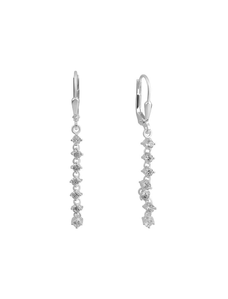 BOUCLES D'OREILLES ARGENT RHODIE - PENDANTE - ZIRCONIA