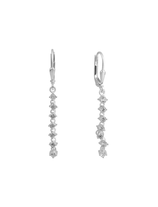 BOUCLES D'OREILLES ARGENT RHODIE - PENDANTE - ZIRCONIA