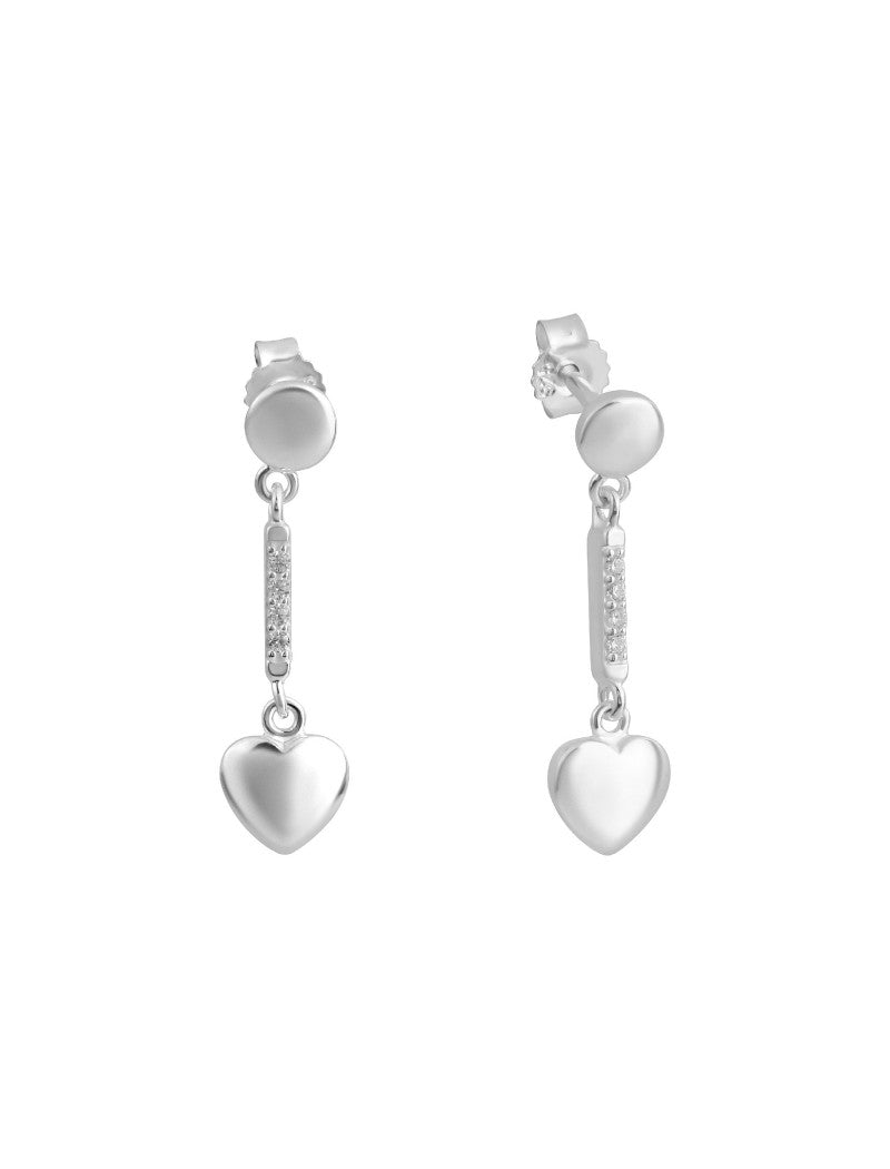 BOUCLES D'OREILLES ARGENT RHODIE - PENDANTE - ZIRCONIA