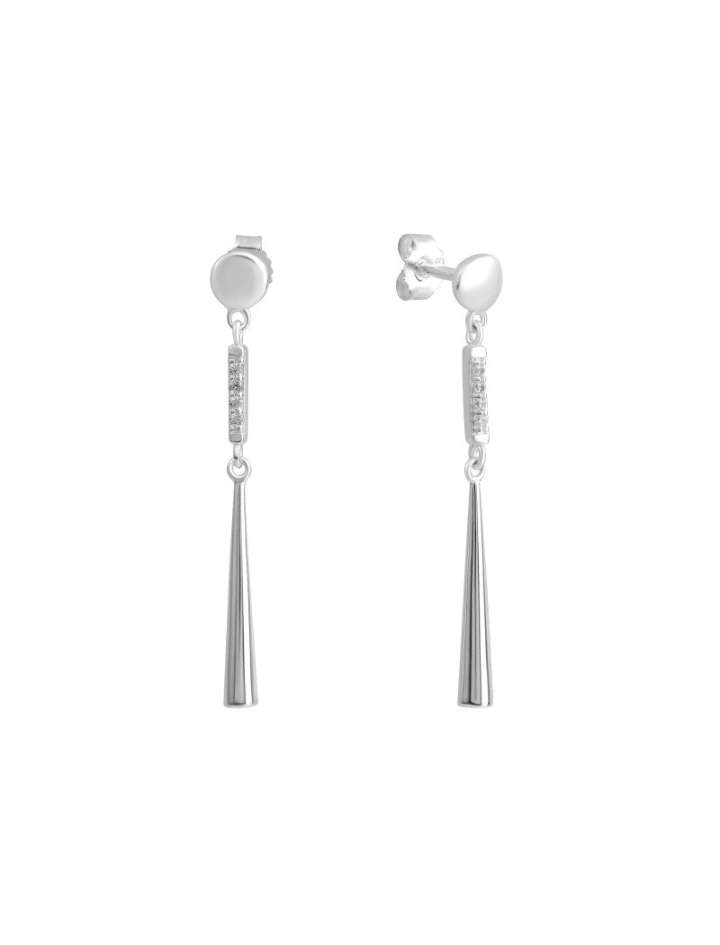 BOUCLES D'OREILLES ARGENT RHODIE - PENDANTE - ZIRCONIA
