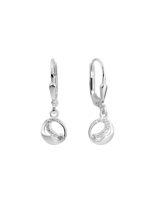 BOUCLES D'OREILLES ARGENT RHODIE - PENDANTE - ZIRCONIA