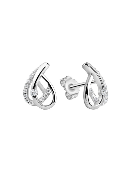 BOUCLES D'OREILLES ARGENT RHODIE - ZIRCONIA