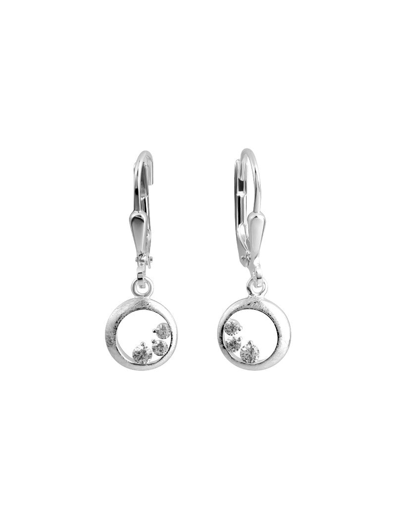 BOUCLES D'OREILLES ARGENT RHODIE - PENDANTE - ZIRCONIA