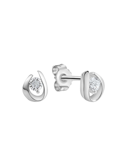 BOUCLES D'OREILLES ARGENT RHODIE - ZIRCONIA