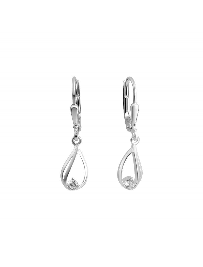 BOUCLES D'OREILLES ARGENT RHODIE - PENDANTE - ZIRCONIA